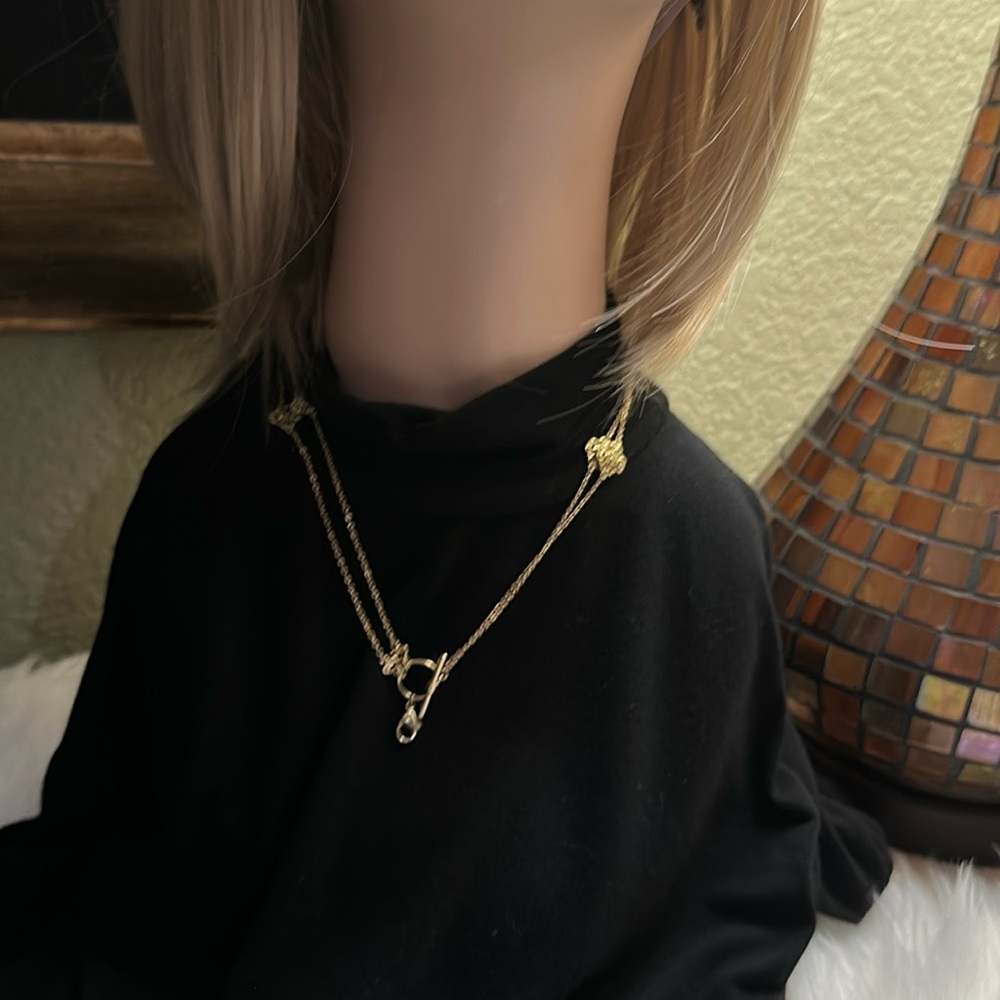 Oragami Owl Gold Double Layer Necklace Convertible